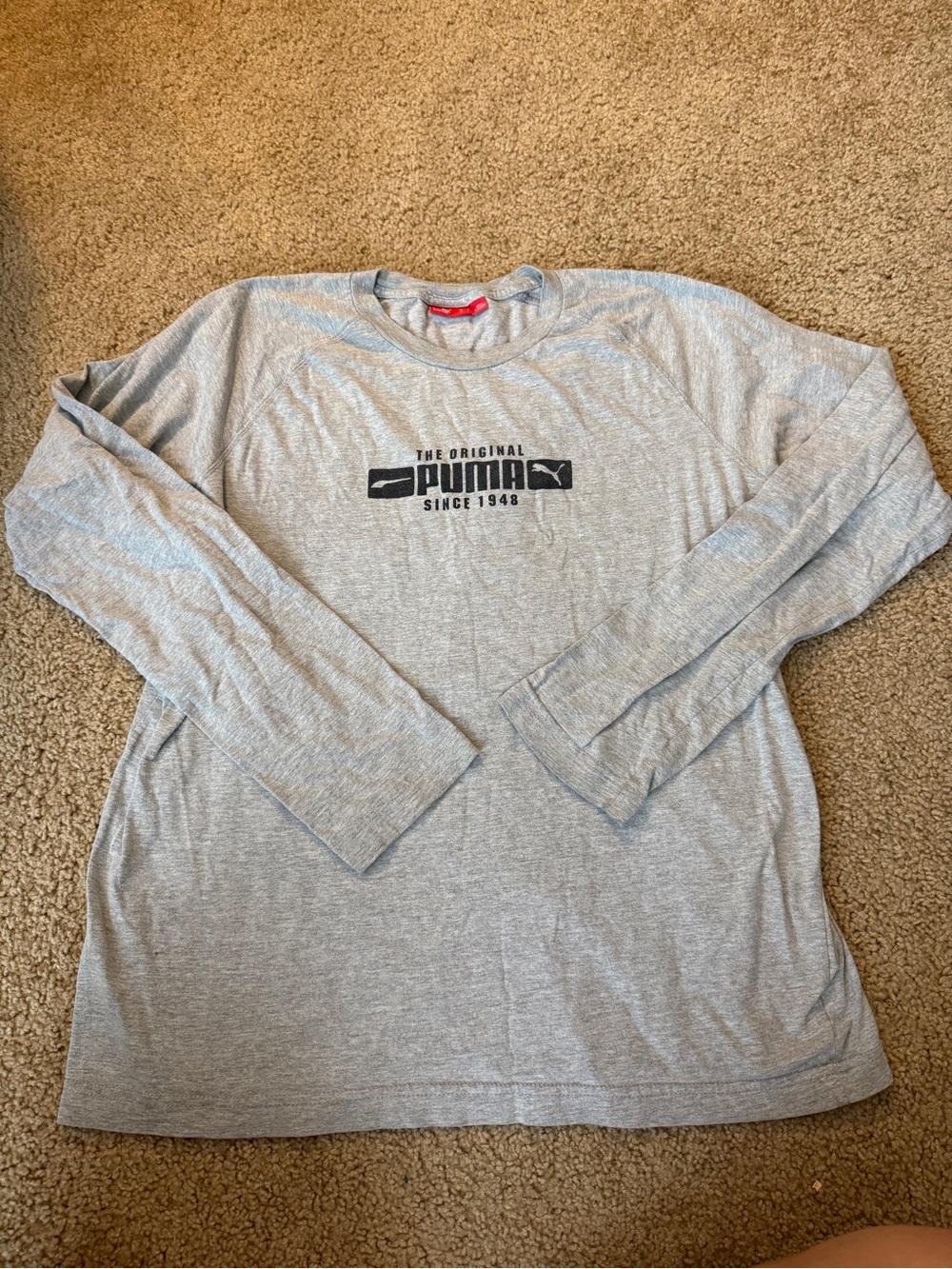 Puma Long Sleeve Heather Gray Logo Shirt